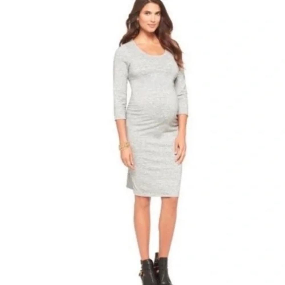 Liz Lange Heather Gray Long Sleeve Maternity Dress